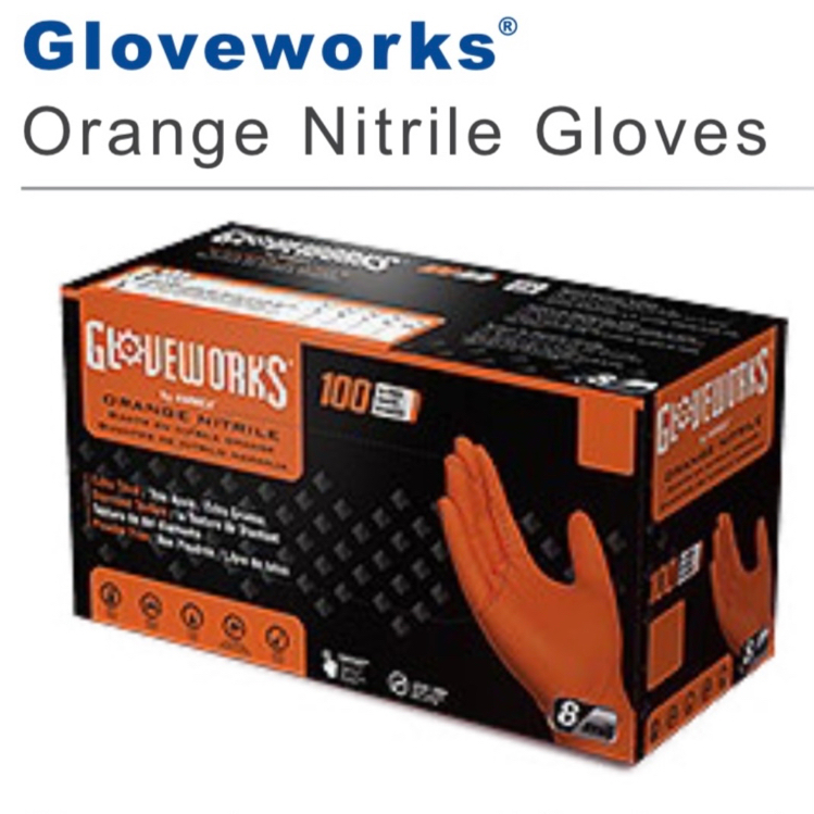 Gloveworks Orange Nitrile 8mil Glove