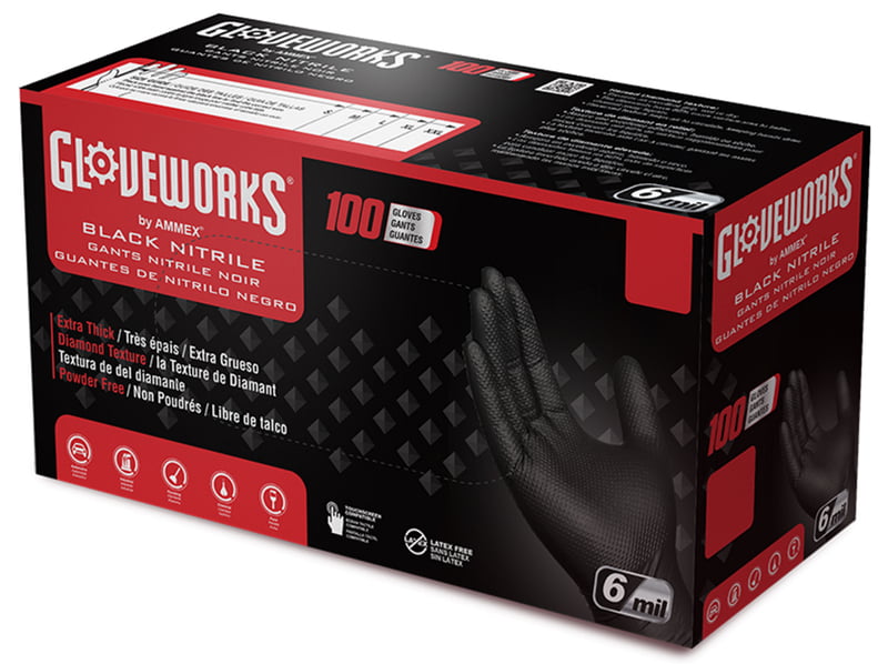 Gloveworks HD Black 6mil Nitrile Gloves