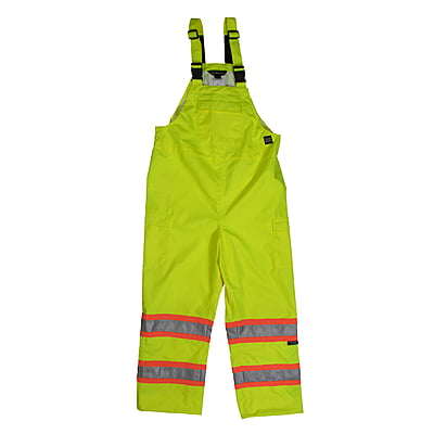 Tough Duck, Safety Rain Bib Overall, Color Fluorescent Green